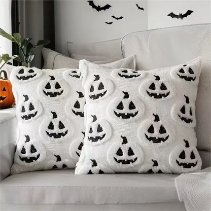 Plush Pumpkin Halloween Throw Pillow Cover – 18" x 18"