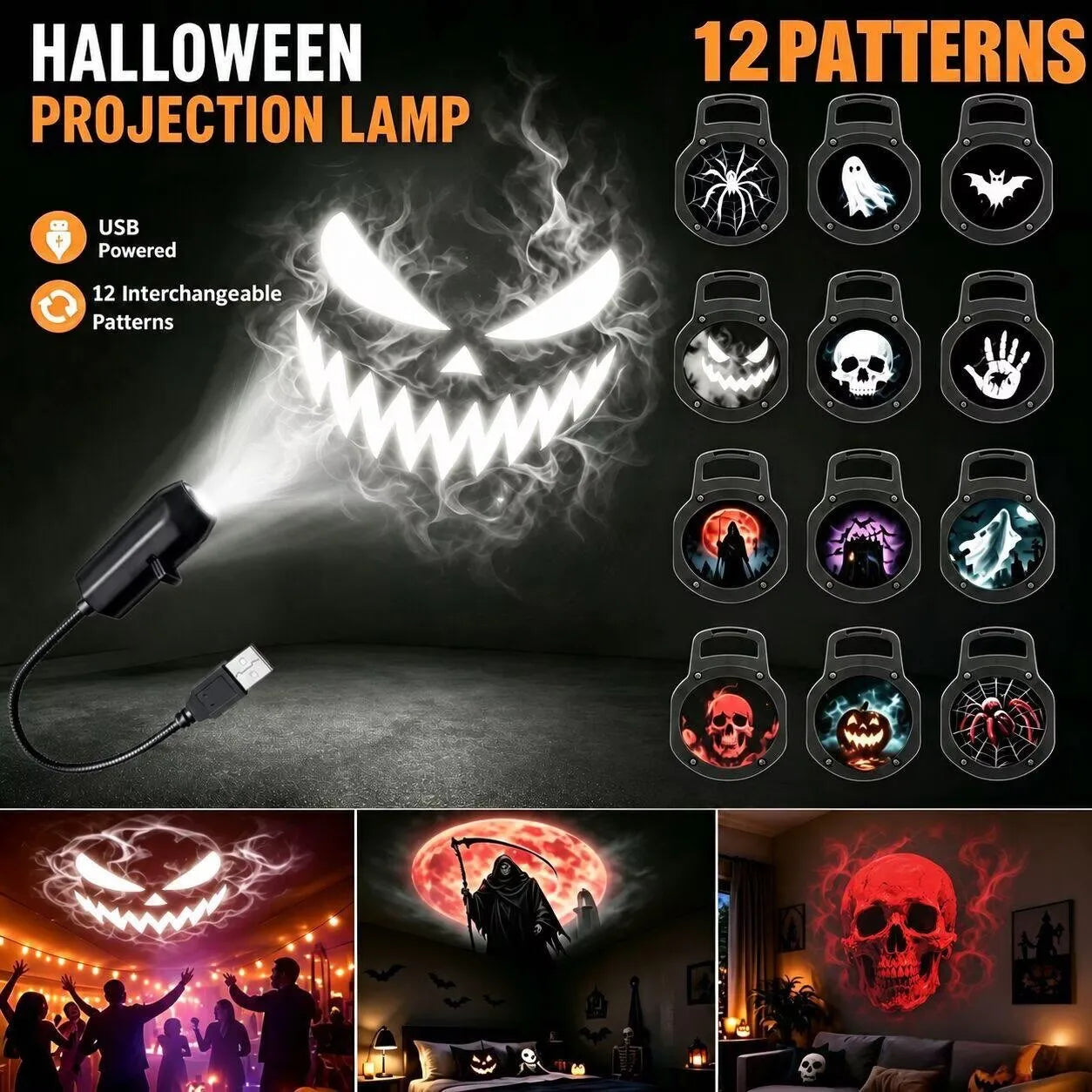 Q4 Holiday Projection Lamp – Halloween & Christmas LED Projector