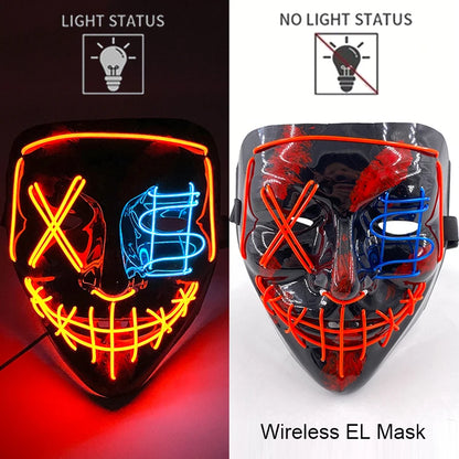 Wireless Neon LED Halloween Mask – Light-Up Party Mask