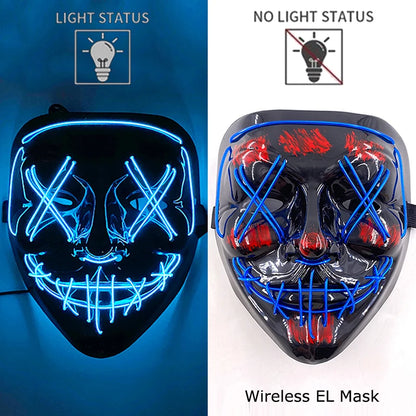 Wireless Neon LED Halloween Mask – Light-Up Party Mask