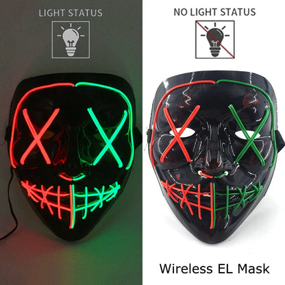 Wireless Neon LED Halloween Mask – Light-Up Party Mask