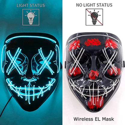 Wireless Neon LED Halloween Mask – Light-Up Party Mask