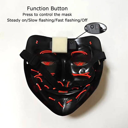 Wireless Neon LED Halloween Mask – Light-Up Party Mask
