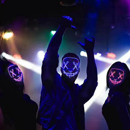 Wireless Neon LED Halloween Mask – Light-Up Party Mask