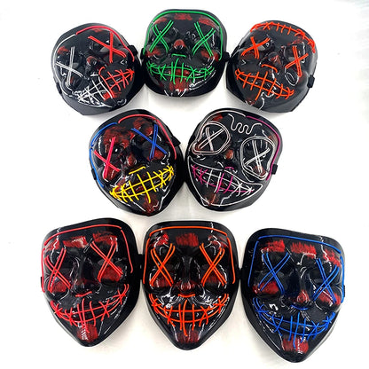 Wireless Neon LED Halloween Mask – Light-Up Party Mask