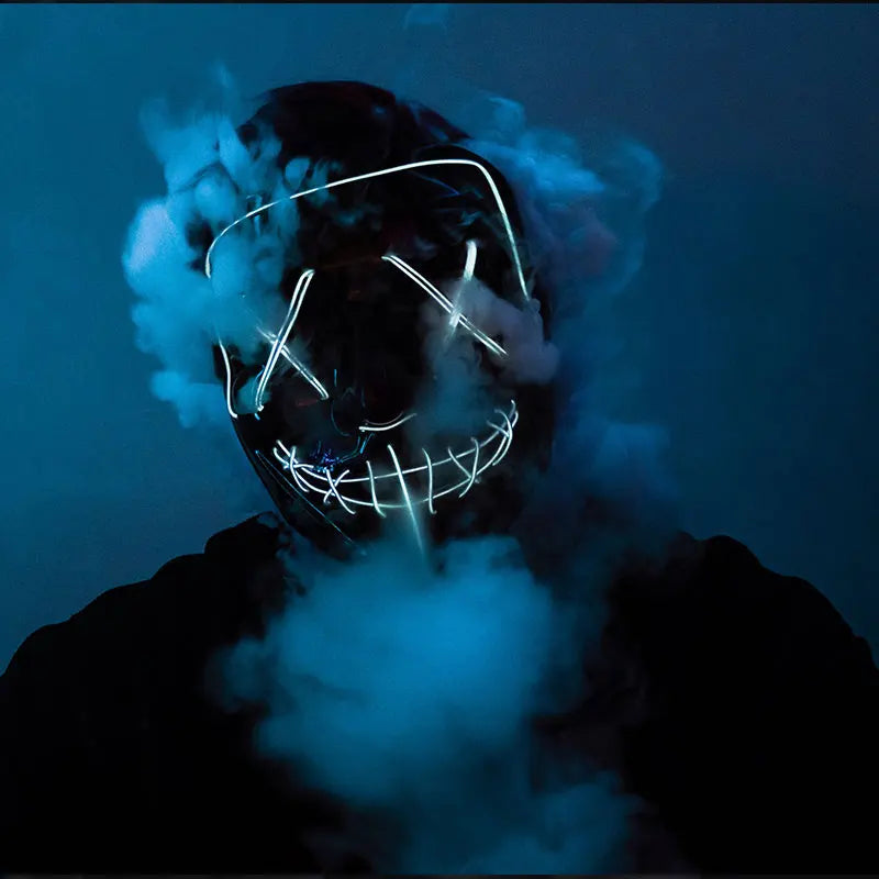 Wireless Neon LED Halloween Mask – Light-Up Party Mask