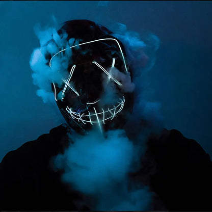 Wireless Neon LED Halloween Mask – Light-Up Party Mask