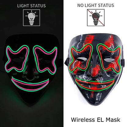 Wireless Neon LED Halloween Mask – Light-Up Party Mask
