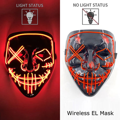 Wireless Neon LED Halloween Mask – Light-Up Party Mask
