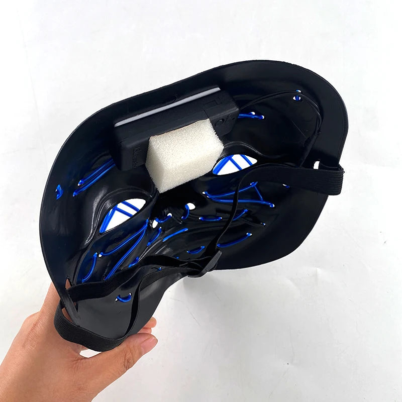 Wireless Neon LED Halloween Mask – Light-Up Party Mask