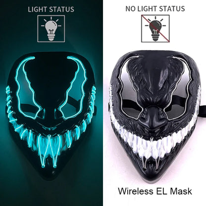 Wireless Neon LED Halloween Mask – Light-Up Party Mask