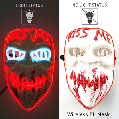 Wireless Neon LED Halloween Mask – Light-Up Party Mask