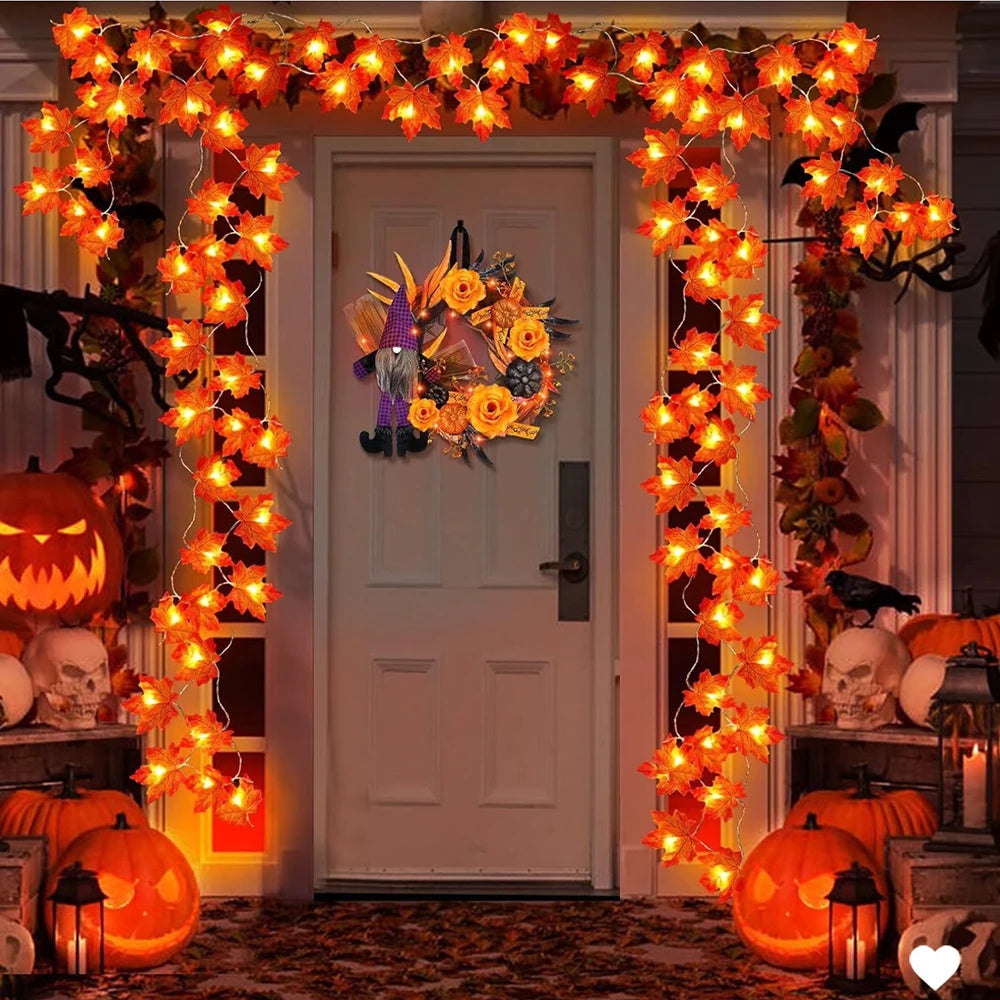 LED Maple Leaf Garland Lights – Fall, Halloween & Thanksgiving Décor