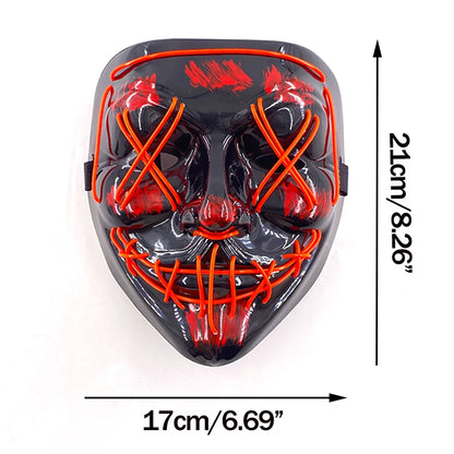Wireless Neon LED Halloween Mask – Light-Up Party Mask