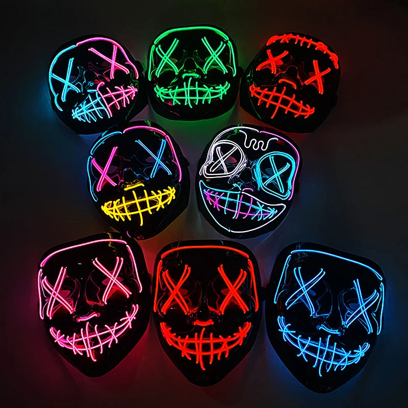 Wireless Neon LED Halloween Mask – Light-Up Party Mask