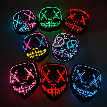 Wireless Neon LED Halloween Mask – Light-Up Party Mask
