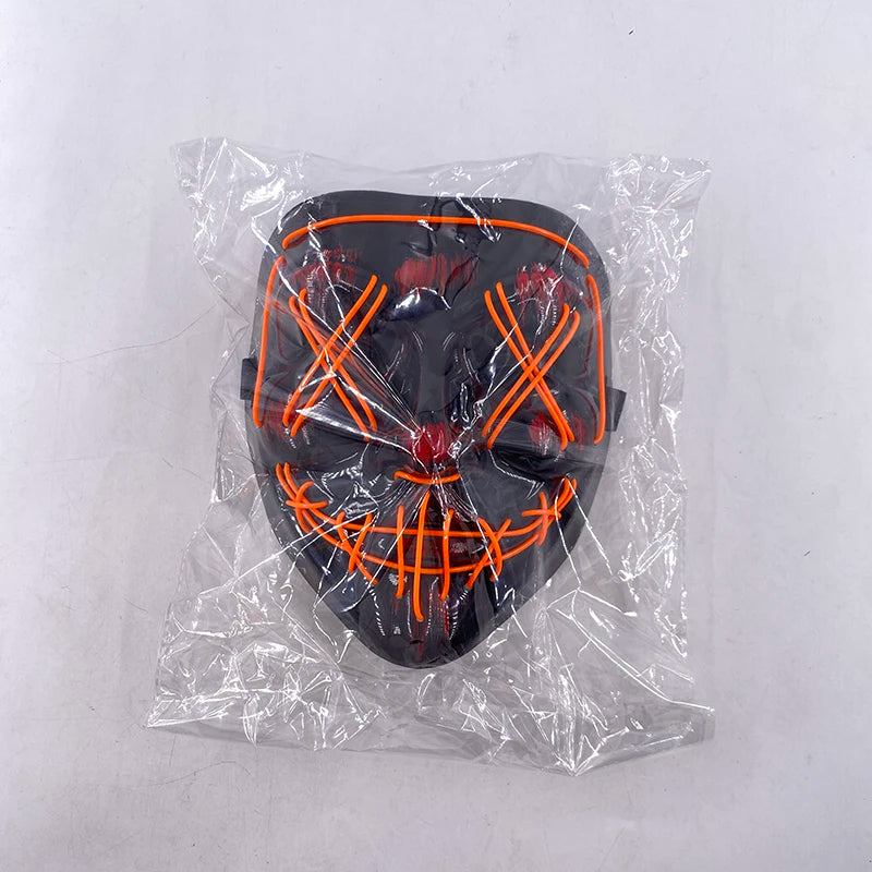 Wireless Neon LED Halloween Mask – Light-Up Party Mask